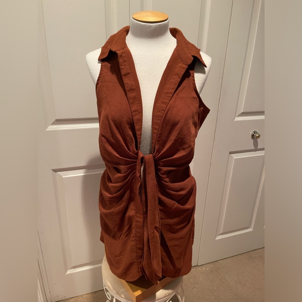 Preloved top blazer blouse Fashion nova size L color brown